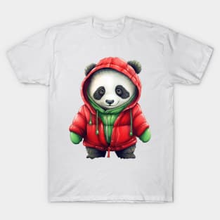 Knitted Christmas Panda Bear T-Shirt